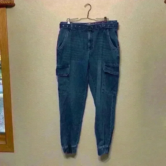 Sws Denin high rise jogger sz XL cargo medium wash high waisted streetwear comfy - Picture 1 of 10